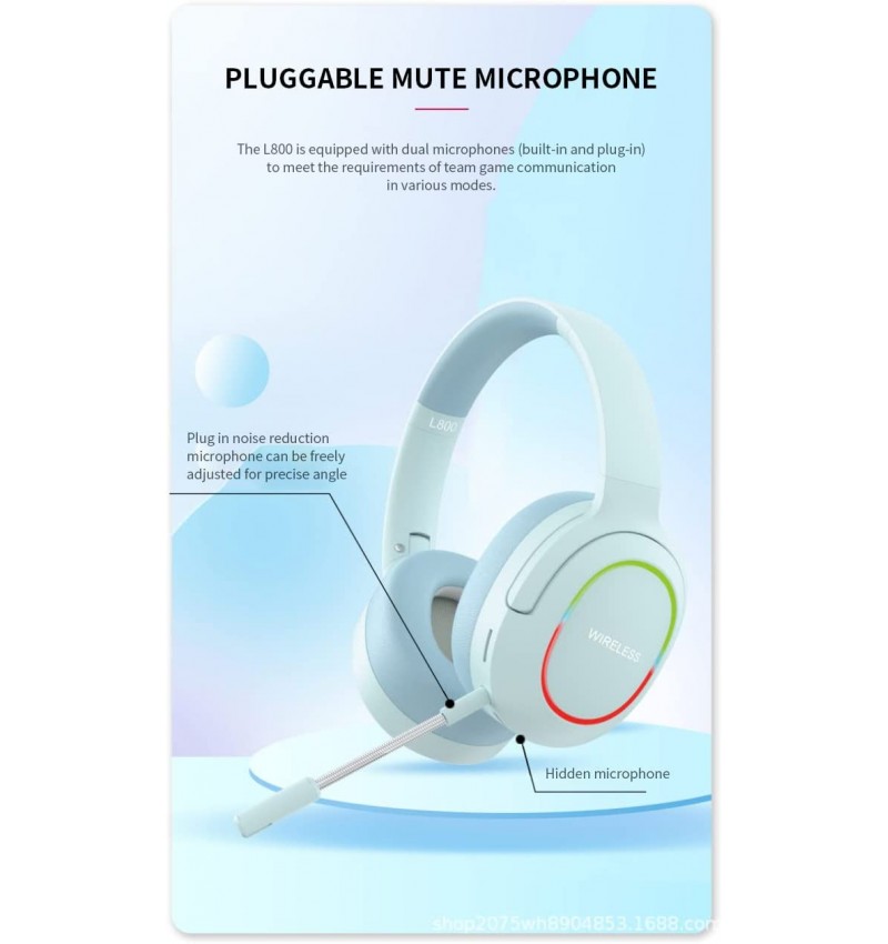 S&N Auriculares inalámbricos con Bluetooth, audífonos, Cascos con Sonido  Envolvente, estéreo, USB, con luz, para PC, L800 (Rosa)