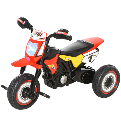 Moto elétrica infantil com design de motocross de cor vermelha e branca  Homcom 370-165V90RD - Comprar com preços económicos