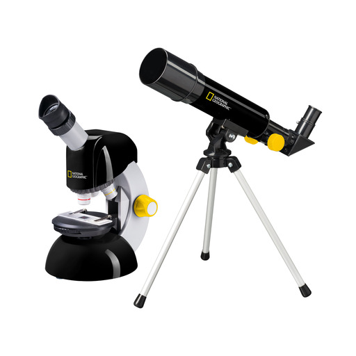 Set Telescopio + Microscopio Iniciación I National Geographic Para Niños  Aventureros - Negro