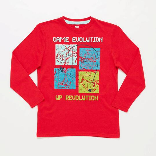 Camiseta Manga Larga UP STAMPS Estampada Rojo Niño (10-16)