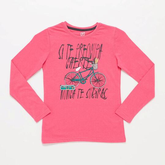 Camiseta Manga Larga UP STAMPS Fucsia Niña (10-16)