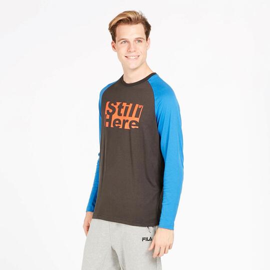 Camiseta Manga Larga UP BASIC Gris Azul Hombre