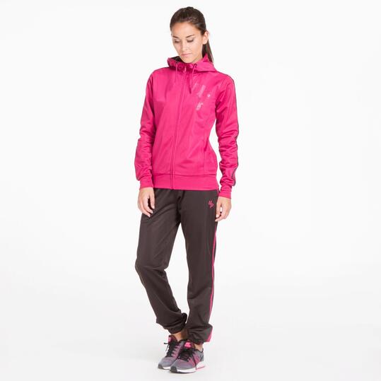 Chándal Capucha UP BASIC Fucsia Gris Mujer