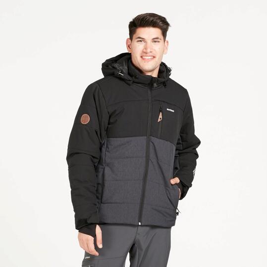 Chaqueta Acolchada BORIKEN Capucha Gris Negro Hombre