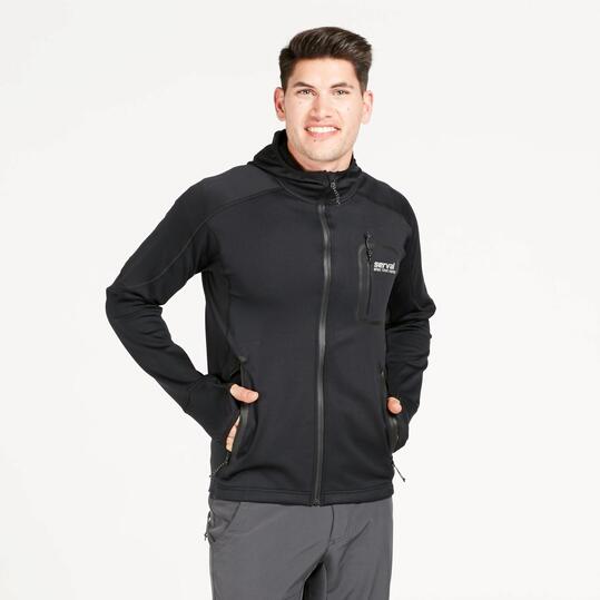 Forro Polar SERVAL Capucha Negro Hombre