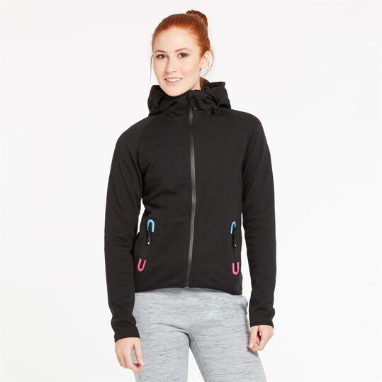 Sudadera Capucha SILVER TECH Negra Mujer