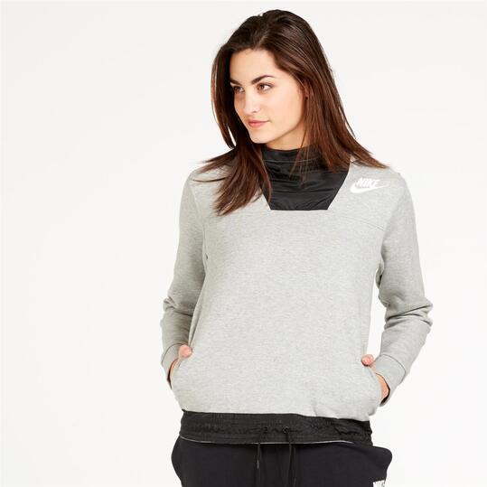 NIKE Sudadera Capucha Gris Mujer