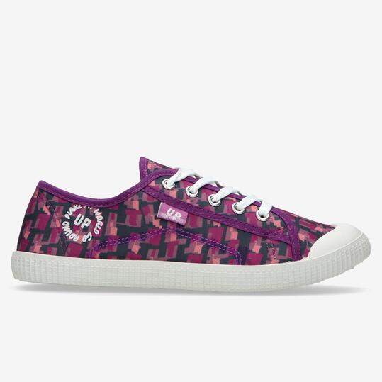 Zapatillas Lona Gris Morado Mujer Up