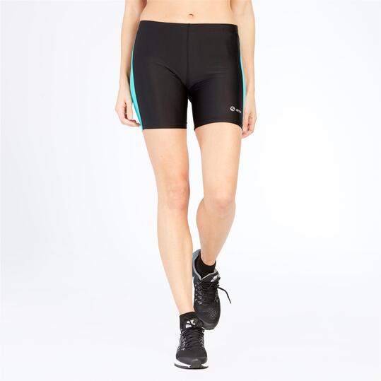 Malla Corta Running Ipso Negro Turquesa Mujer