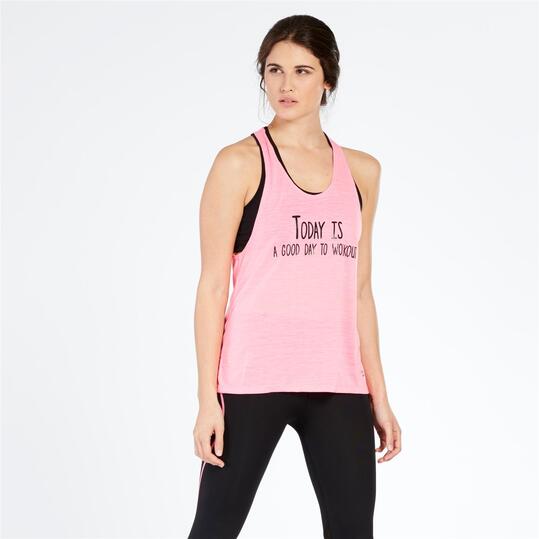 Camiseta Tirantes Gym ILICO Rosa Negro Mujer
