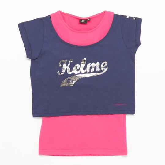 Camiseta Doble KELME Marino Fucsia Niña (10-16)