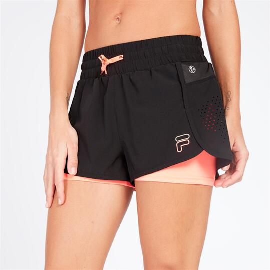 FILA PERFORMANCE Pantalón Running Malla Negro Rosa Mujer