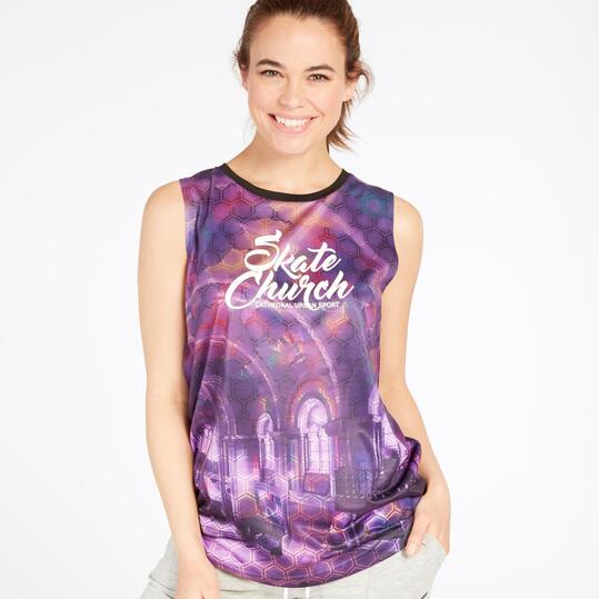 Camiseta Tirantes Morada Mujer Silver Stamps