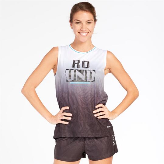 Camiseta Silver Round Negro Blanco Mujer