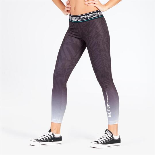 Mallas Largas Silver Round Negro Blanco Mujer