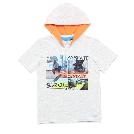 Camiseta Capucha SILVER STAMPS Gris Niño (10-16)