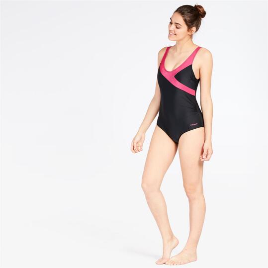 Bañador Natación PARAQUA Negro Rosa Mujer