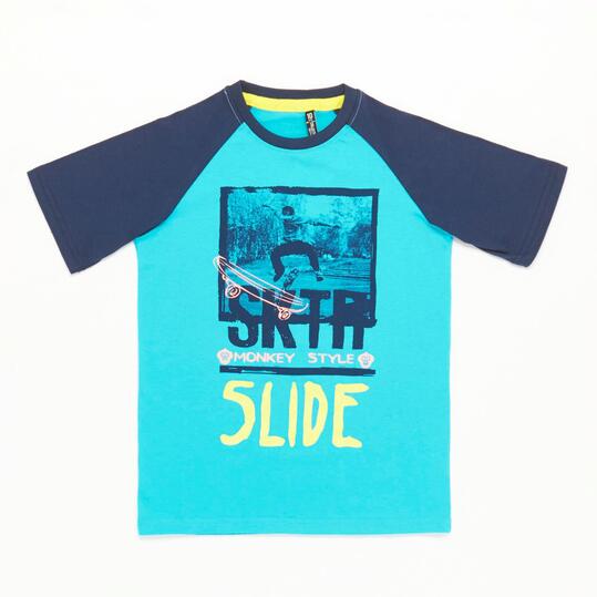 Camiseta Manga Corta Azul Niño Silver