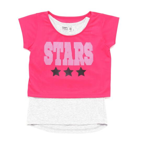 Camiseta Doble SILVER STAMPS Fucsia Gris Niña (10-16)
