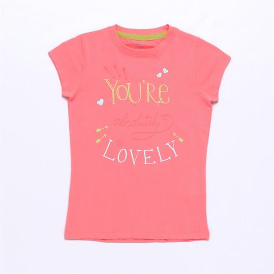Camiseta UP STAMPS Coral Flúor Niña (10-16)