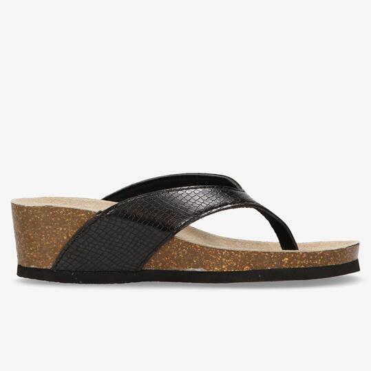 Sandalias Bio Negras Mujer Silver
