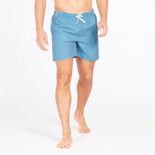 Bañador Corto Vichy Azul Marino Hombre Silver