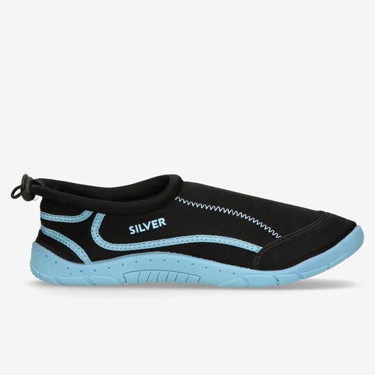 Escarpines Neopreno Negro Turquesa Mujer Silver