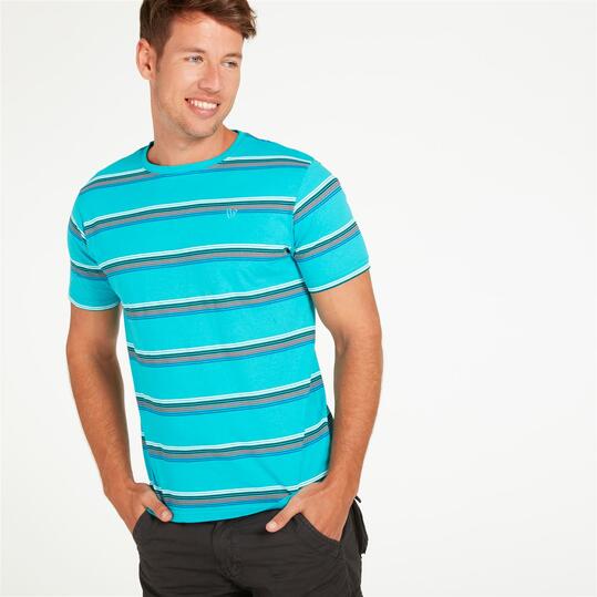 Camiseta Rayas UP Turquesa Hombre