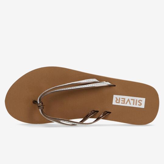 Chanclas Marrones Plata Mujer Silver