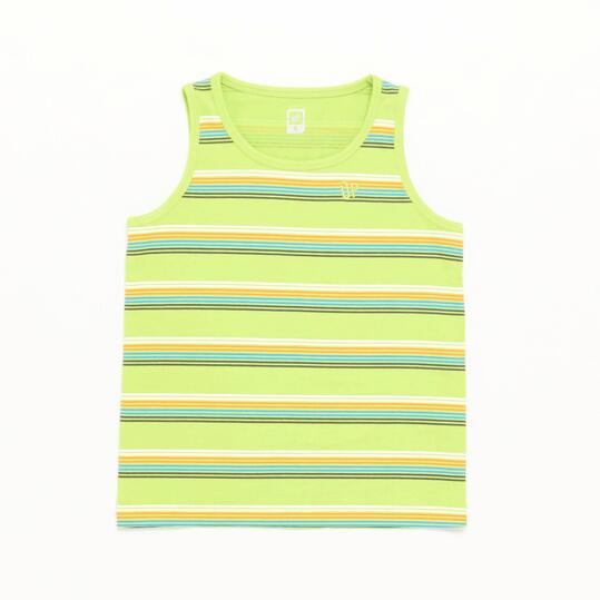 Camiseta Tirante Ancho Up Basic Rayas Verde Niño (2-8)