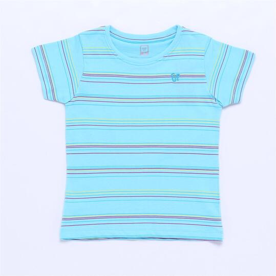 Camiseta UP BASIC Turquesa Rayas Niña (2-8)