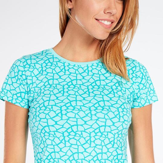 Camiseta Estampada Up Basic Turquesa Mujer