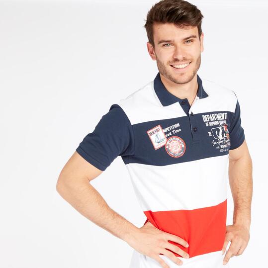 Polo Blaco Marino Hombre Silver