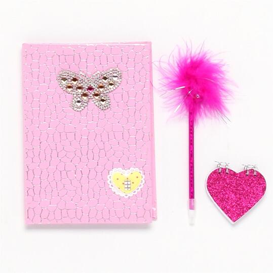SILVER Pack Libreta Boli Mariposa Fucsia