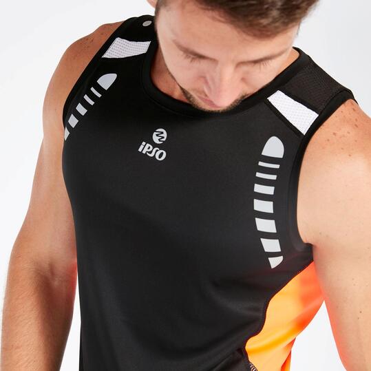 Camiseta Tirantes Negra Naranja Hombre Ipso Reflective