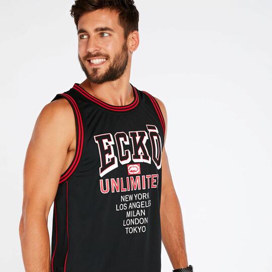Camiseta Tirantes Negro Rojo Hombre Ecko