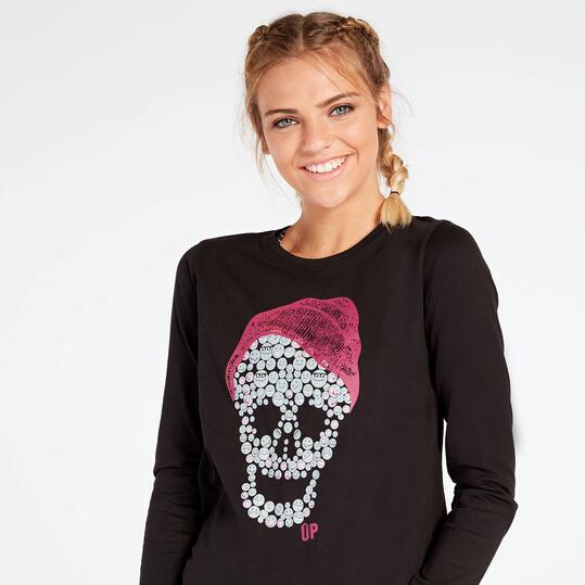 Camiseta Manga Larga Negra Calavera Up