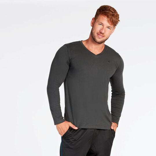 Camiseta Manga Larga Pico Gris Oscuro Up Basic