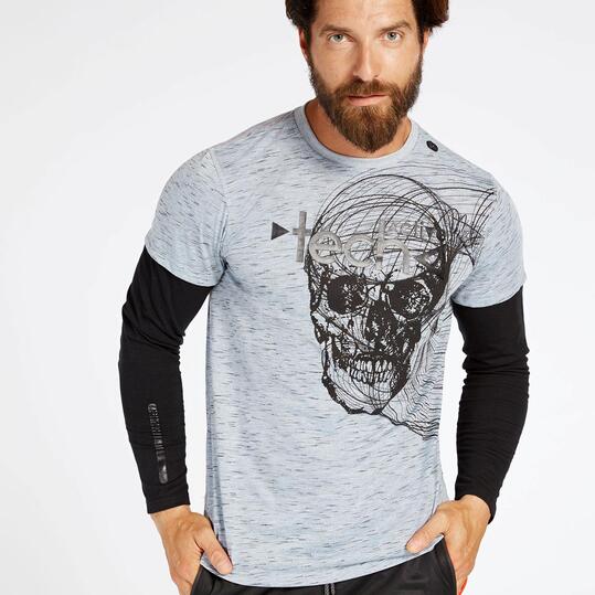 Camiseta Doble Manga Gris hombre