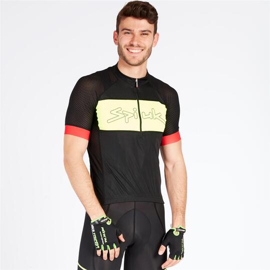 SPIUK Maillot Ciclismo Negro Rojo Hombre