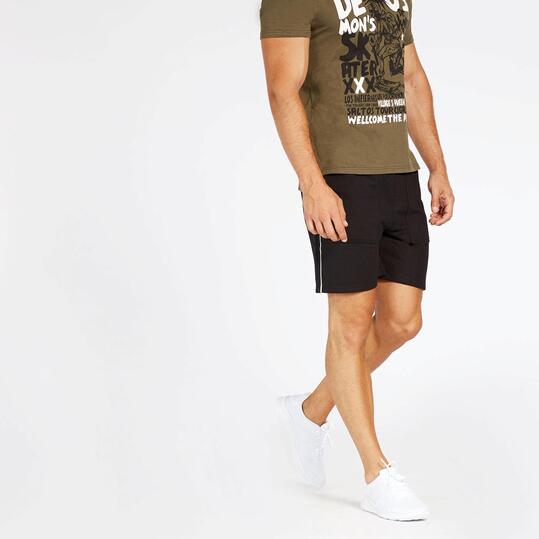 Bermuda Felpa Negra Hombre Silver
