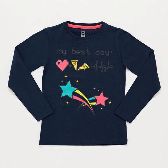 Camiseta Manga Larga Marino Niña Up
