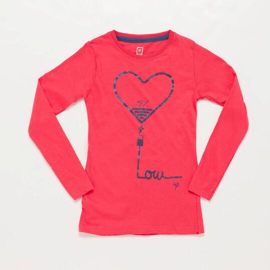 Camiseta Manga Larga Rosa Junior Up Stamps