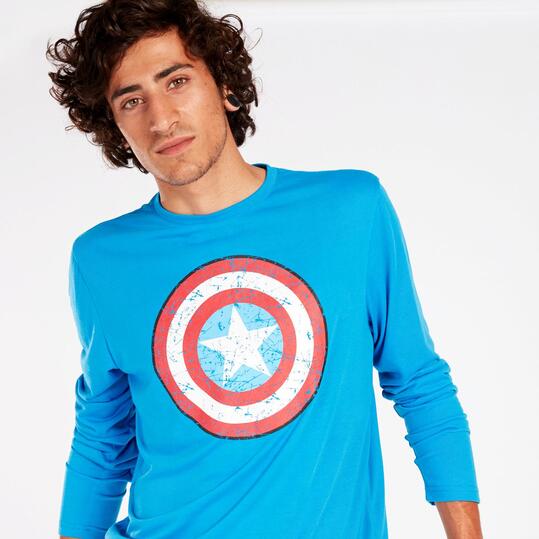 Camiseta Capitán América Azul Hombre