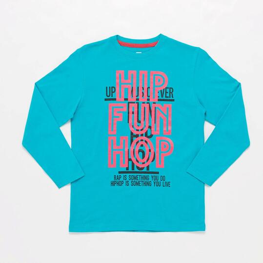 Camiseta Manga Larga Turquesa Junior Up Stamps