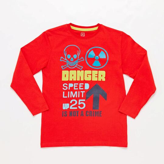 Camiseta Manga Larga Roja Danfer Junior Up Stamps