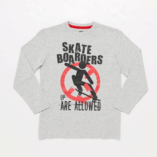 Camiseta Manga Larga Gris Skate Junior Up Basic