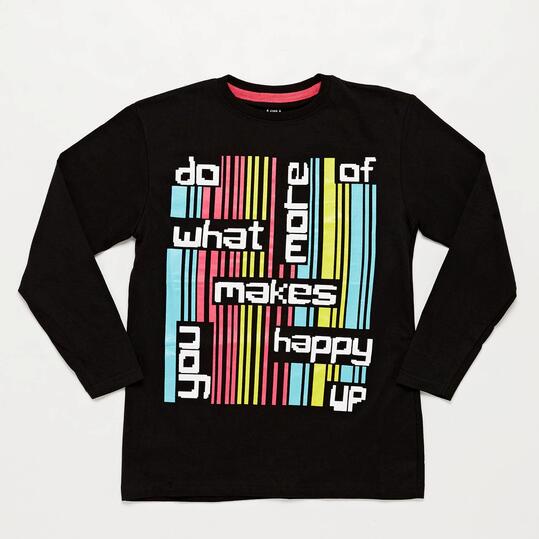 Camiseta Manga Larga Negra Junior Up Stamps