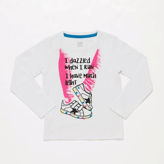 Camiseta Manga Larga Blanca Niña Up Stamps