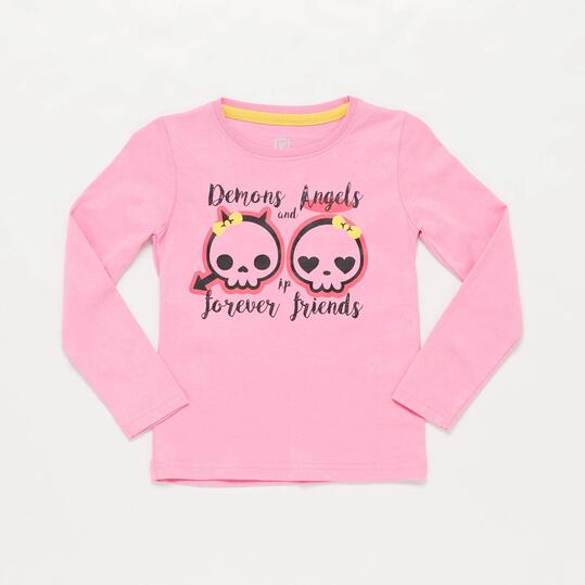Camiseta Manga Larga Rosa Niña Up